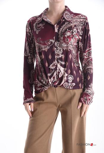 Chemise manches longues à collet Imprimé paisley à boutons - ph 1