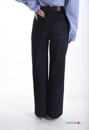 Jeans aus Baumwolle mit Gürtel mit Reißverschluss mit Taschen mit Knöpfen - ph 2