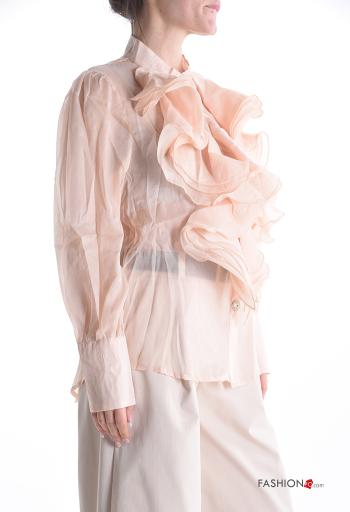 lange ärmel Hemd mit Volants mit Strasssteinen mit Knöpfen - ph 3