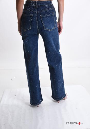 Cotton Jeans with buttons with pockets with rhinestones with zip - ph 2