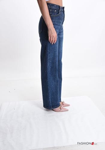 Cotton Jeans with buttons with pockets with rhinestones with zip - ph 3