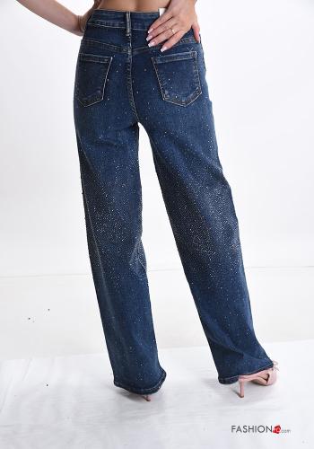Cotton Jeans with buttons with pockets with rhinestones with zip - ph 2