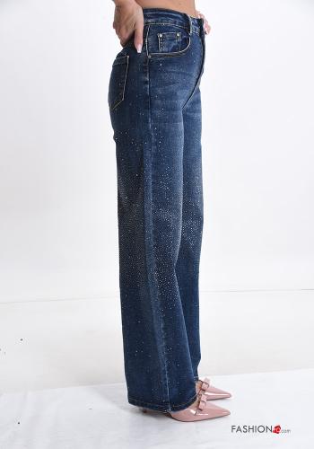 Cotton Jeans with buttons with pockets with rhinestones with zip - ph 3