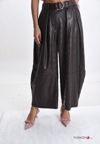 faux leather Trousers with belt with pockets