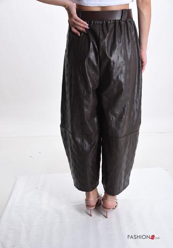 faux leather Trousers with belt with pockets - ph 2