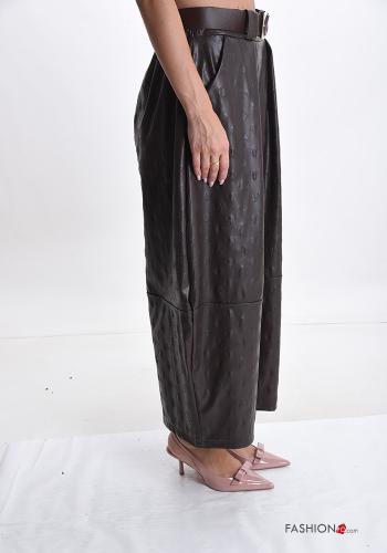 faux leather Trousers with belt with pockets - ph 3