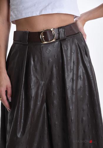 faux leather Trousers with belt with pockets - ph 4