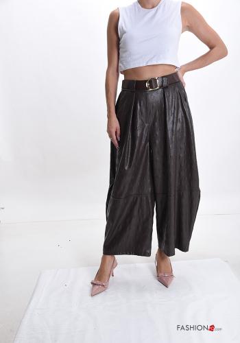 faux leather Trousers with belt with pockets - ph 5