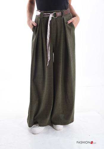 Cotton Trousers with belt with pockets