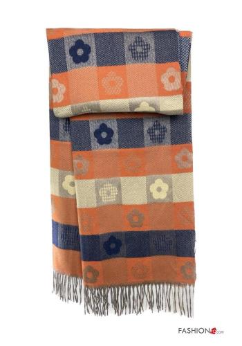 Bedrucktes Schal aus Wollmischung mit Fransen