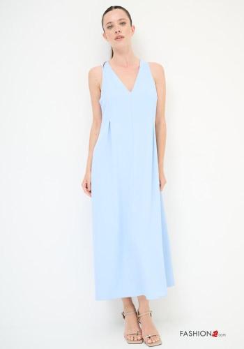 Vestido sem mangas costas abertas gola V decote profundo