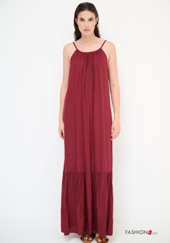 ärmellos rückenfrei lange Kleid mit Volants