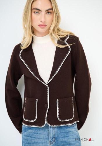 Veste en Mélange de Laine à broderie