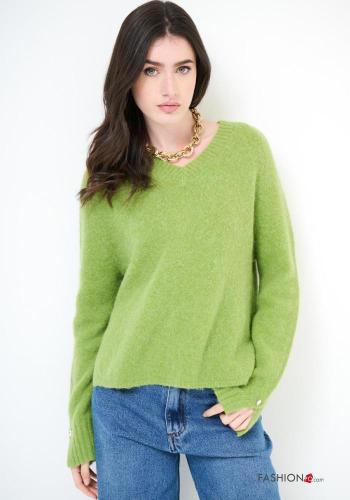 Camisola em Lã mista manga comprida gola V - ph 1