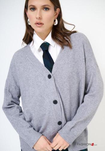 Cardigan maniche lunghe con bottoni scollo a V