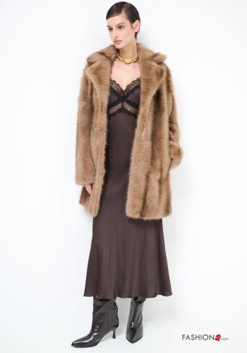 Casaco pelo sintético manga comprida com bolsos - ph 1