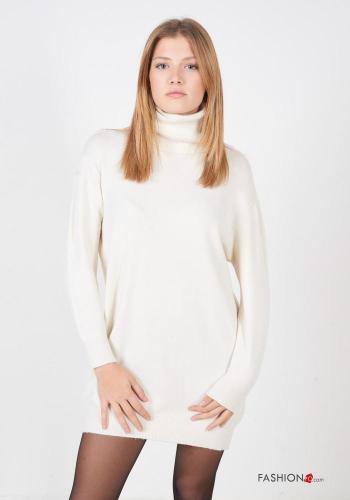 lange ärmel kurz Kleid Rollkragen-