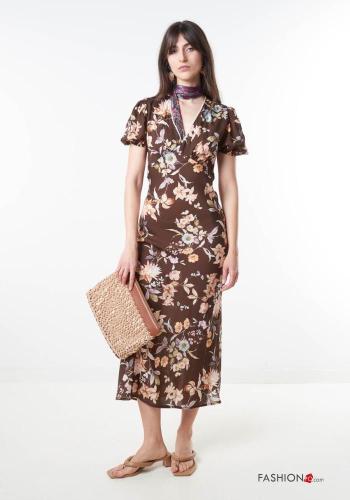 Floral Linen Dress with v-neck - ph 1
