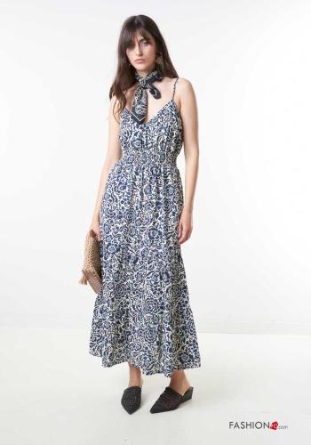 Floral backless Cotton Dress with v-neck - ph 1