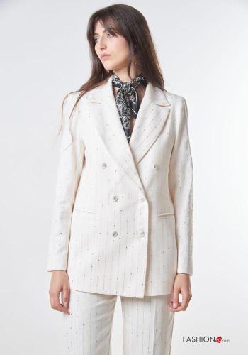 double-breasted Cotton Blazer with sequins - ph 1