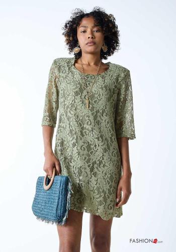 Vestido encaje corto Estampado Floral