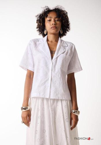 Chaqueta de Algodón manga corta bordado inglés - ph 1