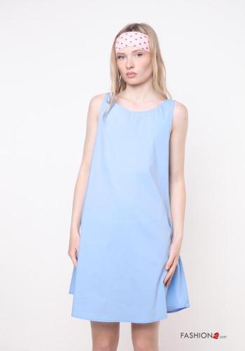 Vestido em Algodão sem mangas gola redonda