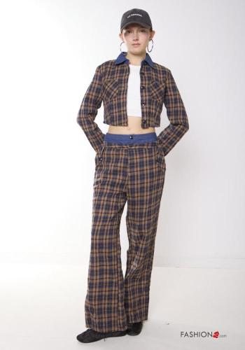 Geometric pattern Cotton Trousers with buttons with pockets - ph 1