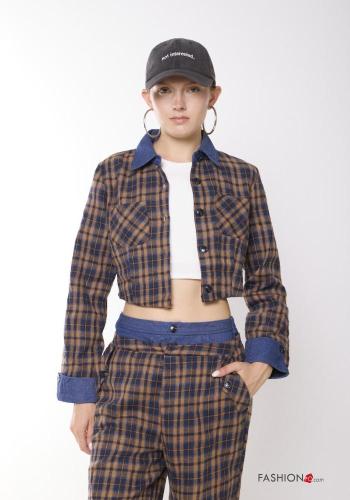 Geometric pattern with collar Cotton Jacket with pockets - ph 1