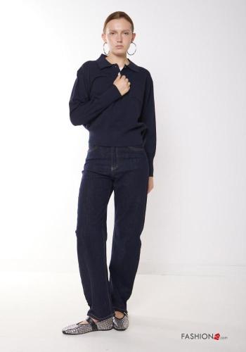 denim Cotton Jeans with buttons with pockets
