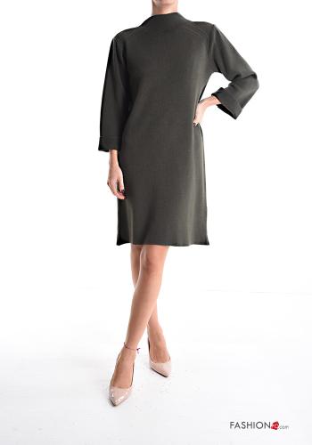lange ärmel knielanger Kleid Rollkragen-