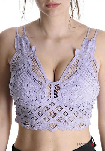 Top corto encaje espalda descubierta con copas escote profundo - ph 1