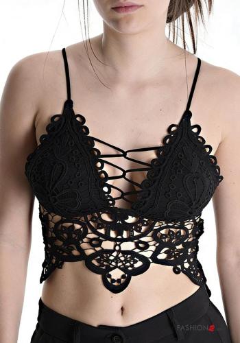 Top corto encaje espalda descubierta con copas escote profundo