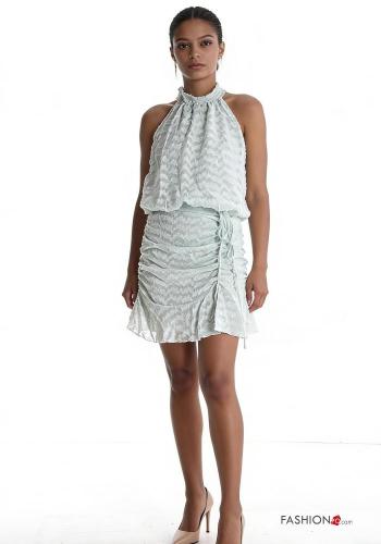 Vestido sin mangas corto con botones con volantes con cordón