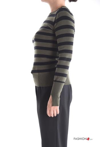 Streifenmuster lange ärmel u-boot ausschnitt Strickpullover - ph 3