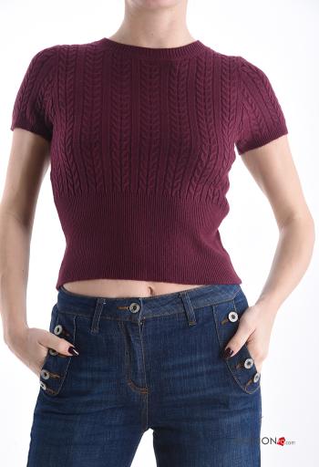 Camisola curto manga curta gola redonda