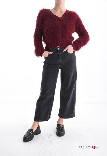 lange ärmel Strickjacke mit Knöpfen mit V-Ausschnitt - ph 5