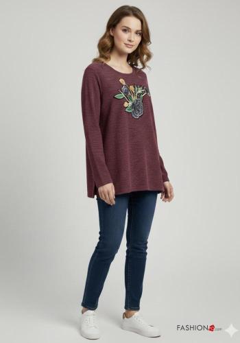 Camiseta de manga larga de Mezcla de Lana cuello redondo Diseño impreso - ph 1