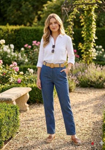Jeans en Coton avec ceinture - ph 1