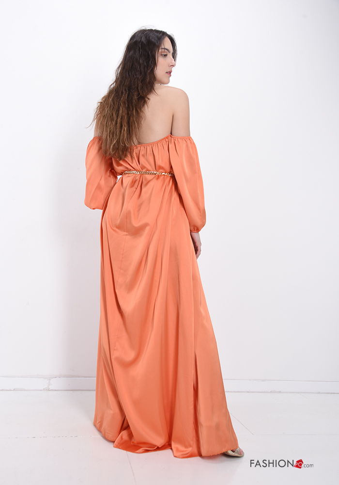 satin Dress with belt P100210036233 EN