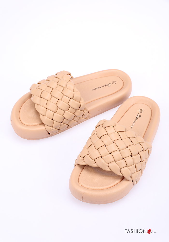  faux leather Slide Sandals 