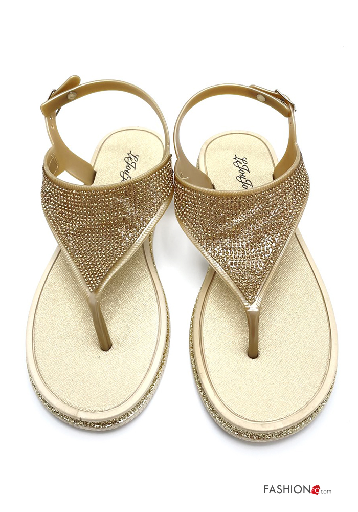  Sandals with rhinestones Ankle strap