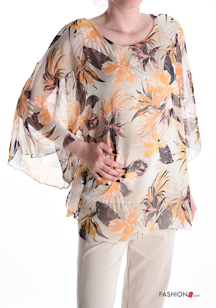  Floral Blouse 3/4 sleeve