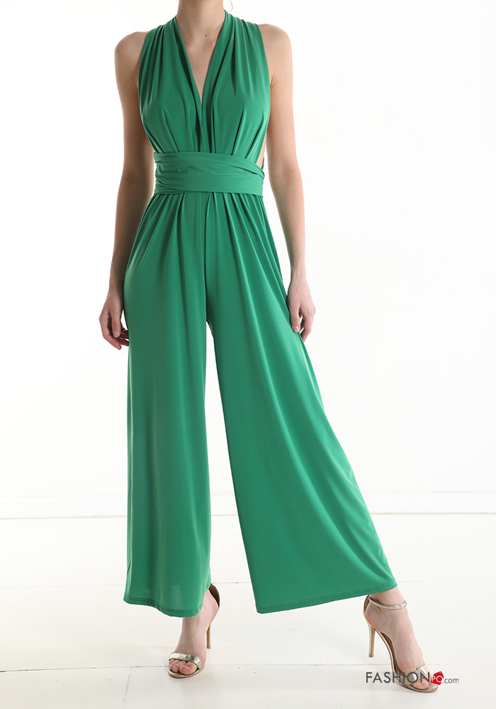  multipurpose Jumpsuit with bow with v-neck