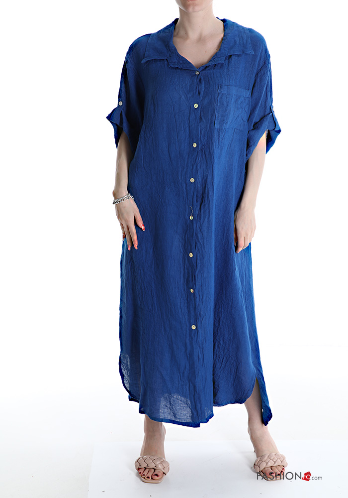 Linen Shirt dress with pockets P187220033951 EN