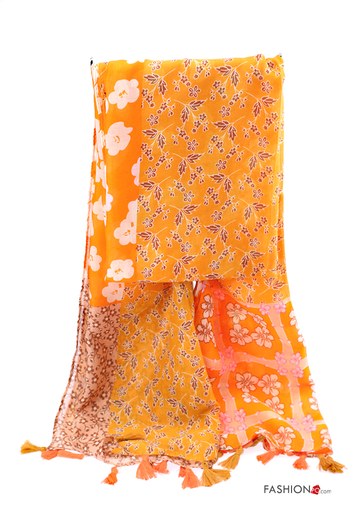  Floral Scarf with fringes