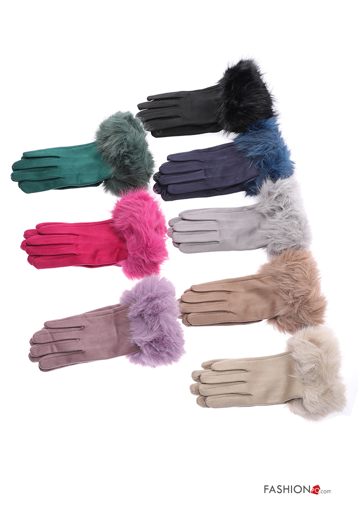 Set 12 pairs faux fur Gloves 