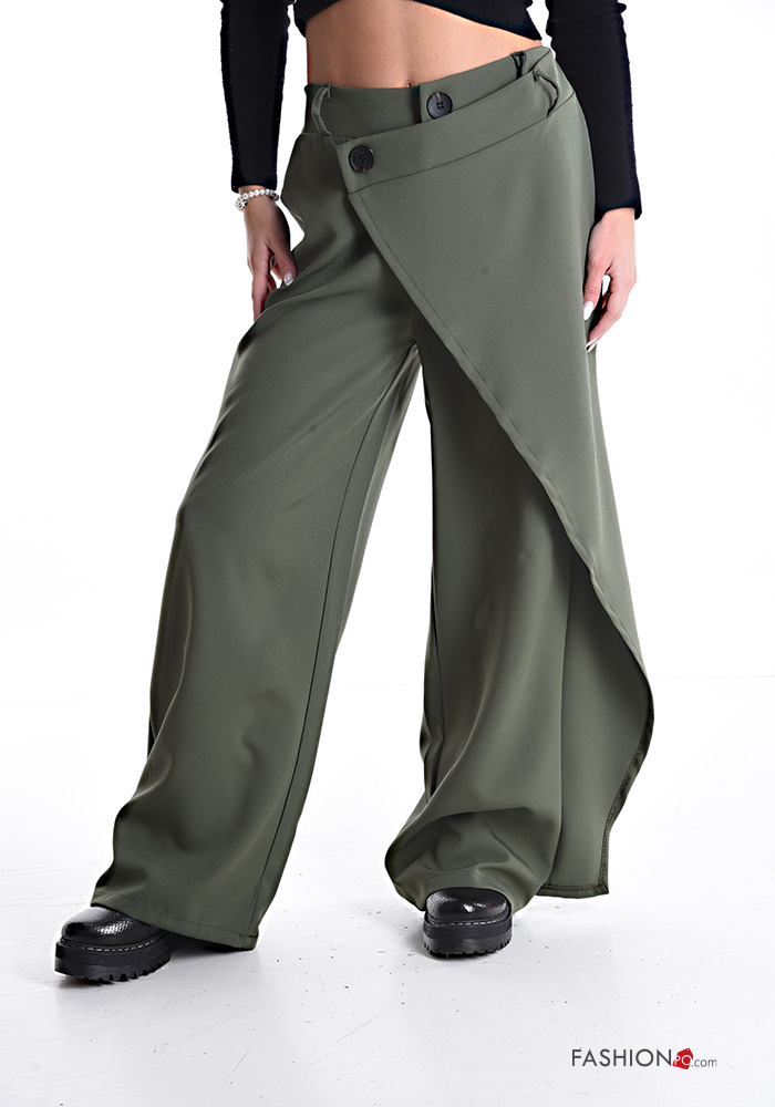 Pantalone oversize wide leg con tasche con elastico 