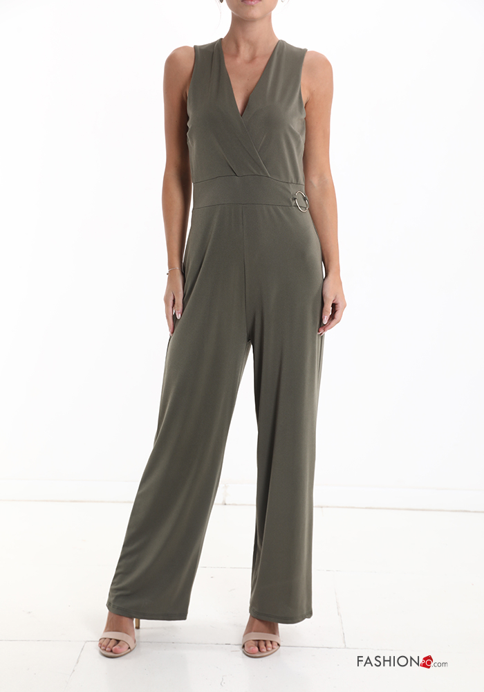  sleeveless wide leg Jumpsuit with v-neck