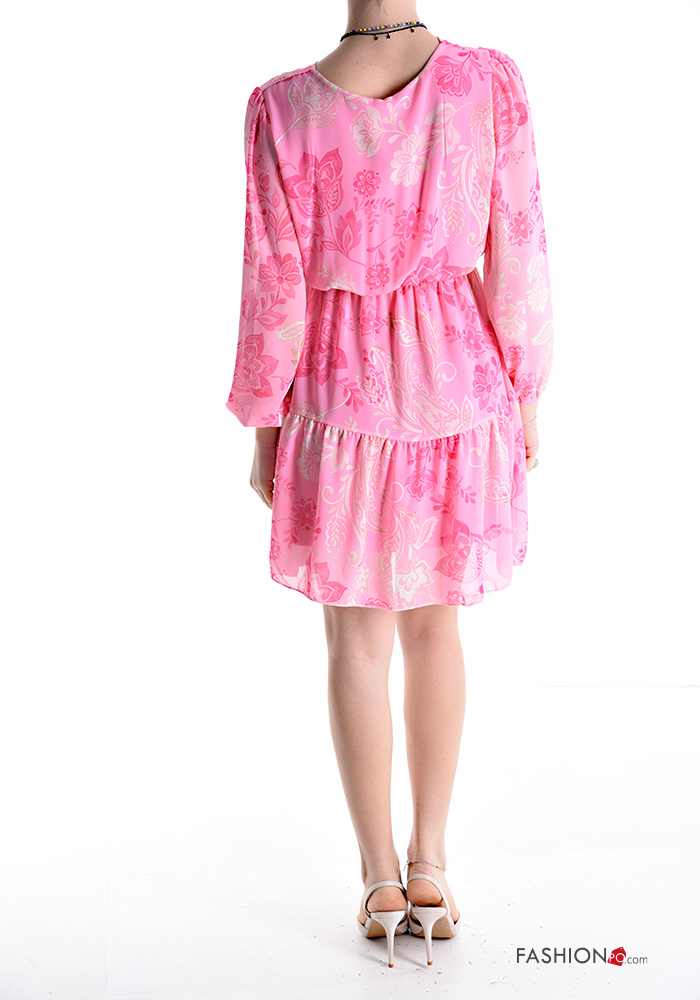 Floral long sleeve kneelength Dress with P214240000393 EN